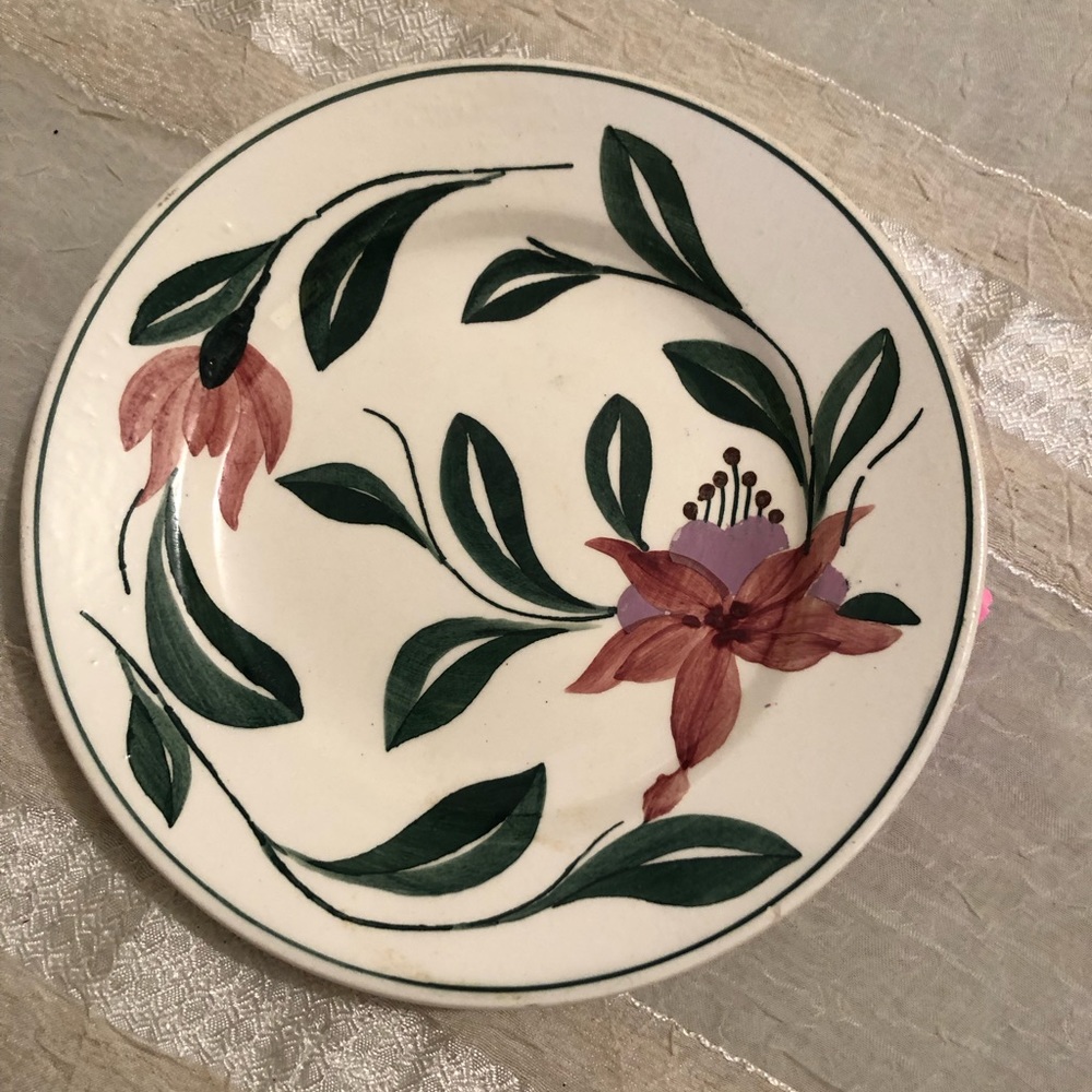 6434 Bread Plate Hand Painted Made In Germany Dec 833 Pink Lillies 6”